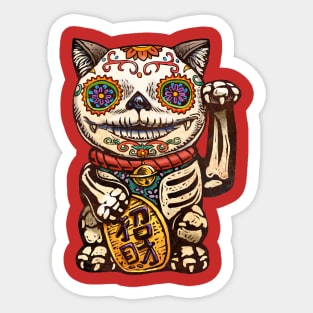 Day of the Dead Maneki-Neko Lucky Shirt Sticker